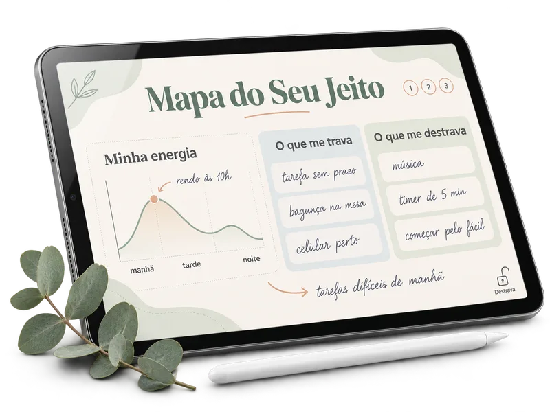 Página do Mapa do Seu Jeito preenchida com energia, o que trava e o que destrava